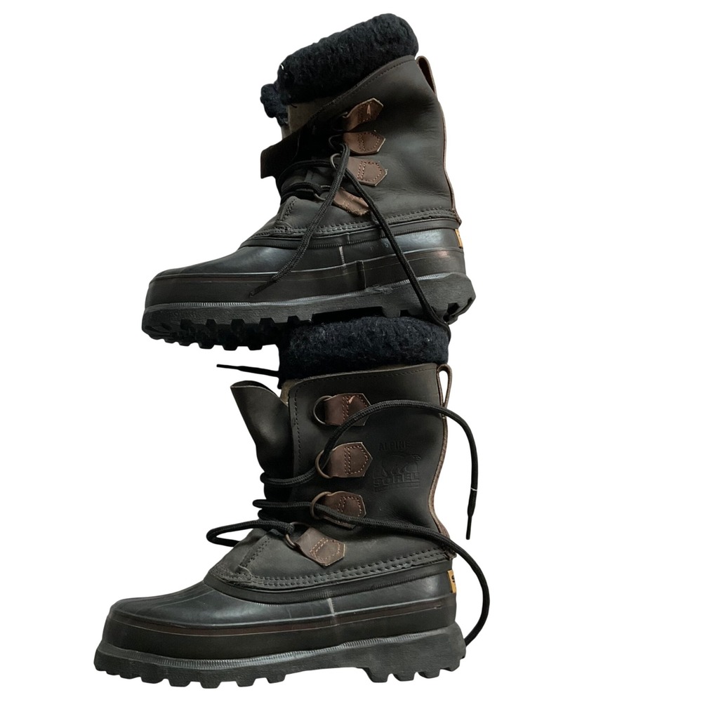 Sorel Vintage Alpine Winter Boots Women 5 Black Leather Waterproof  Trim‎ Canada